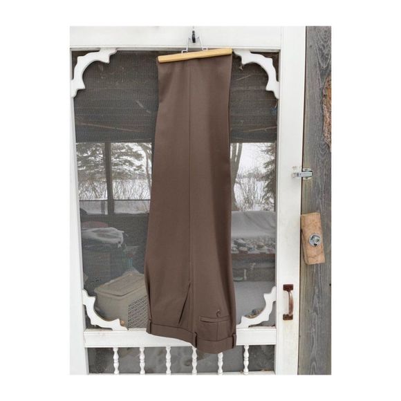 Pronto Uomo Brown Dress Pant 100% Wool Tailored Sz 40 - Picture 3 of 7